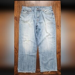 Lucky Brand Jeans Men Distressed Light Blue Wash Size 38x29